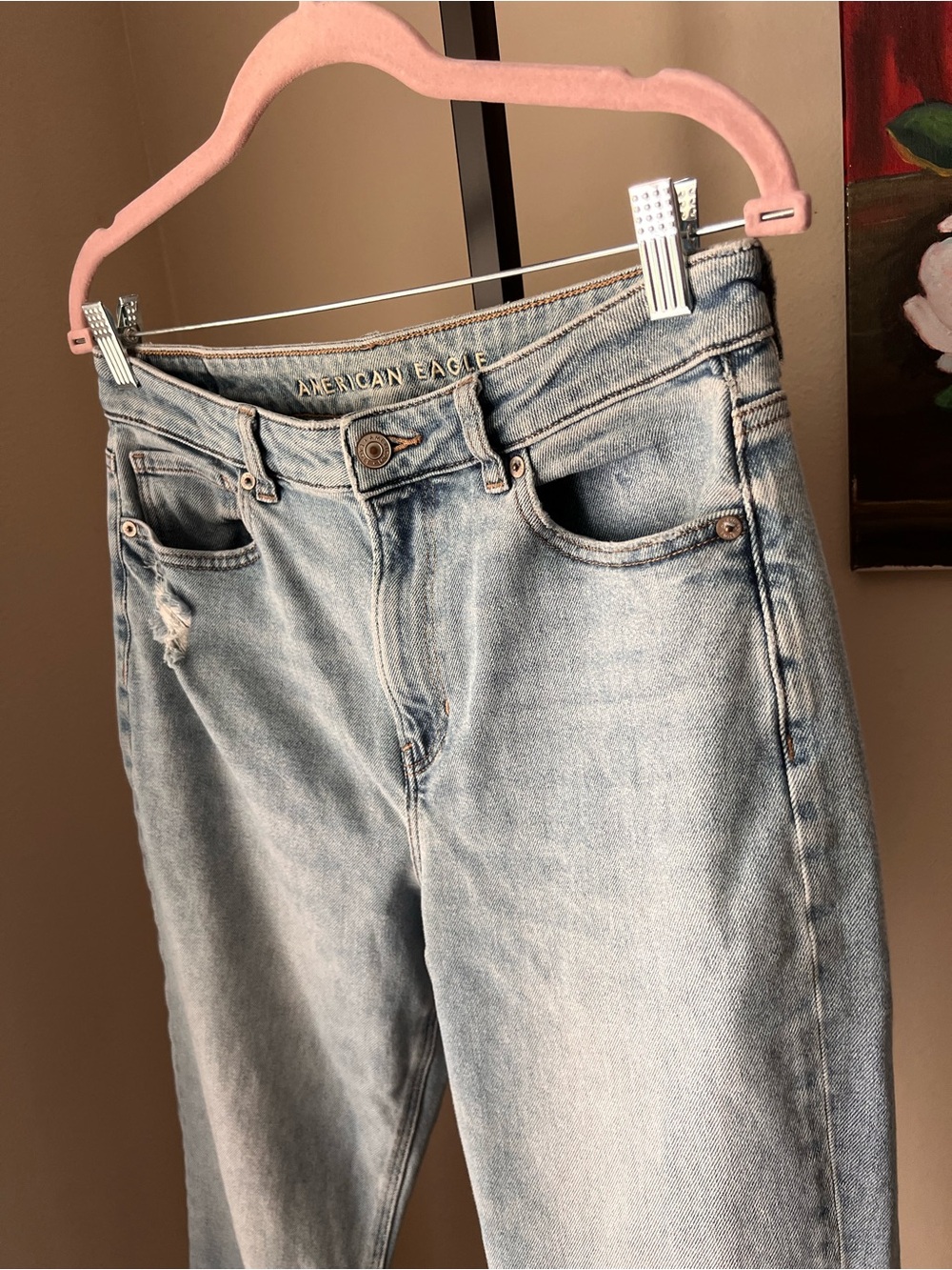 American Eagle Outfitters Light Blue Slim Straight Jeans stretch - Picture 4 of 9